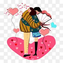 情人节爱心情人插画-空若网 情人节爱心情人插画-空若网