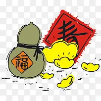 葫芦 迎春 插画 素材-空若网 葫芦 迎春 插画 素材-空若网