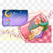 矢量快乐童年女孩睡觉-空若网 矢量快乐童年女孩睡觉-空若网