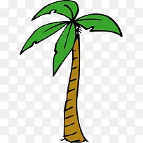 手绘彩色卡通椰子树-空若网 手绘彩色卡通椰子树-空若网