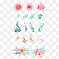 水彩花朵和树叶-空若网 水彩花朵和树叶-空若网