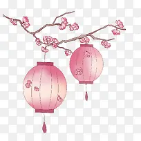 粉色树枝灯笼-空若网 粉色树枝灯笼-空若网