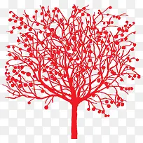 红色剪纸树-空若网 红色剪纸树-空若网