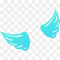 手绘蓝色卡通翅膀-空若网 手绘蓝色卡通翅膀-空若网