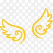 手绘黄色卡通翅膀-空若网 手绘黄色卡通翅膀-空若网