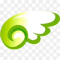 绿色翅膀卡通立体手绘-空若网 绿色翅膀卡通立体手绘-空若网