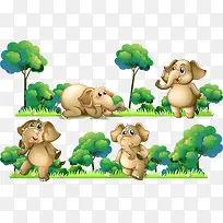 矢量手绘卡通大象-空若网 矢量手绘卡通大象-空若网