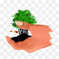 手捧着的卡通树-空若网 手捧着的卡通树-空若网