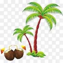 夏日摄影手绘卡通椰子树-空若网 夏日摄影手绘卡通椰子树-空若网