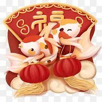 手绘可爱卡通过年元素-空若网 手绘可爱卡通过年元素-空若网