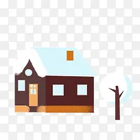 冬至雪景房子树-空若网 冬至雪景房子树-空若网