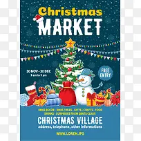 彩绘圣诞集市海报矢量素材-空若网 彩绘圣诞集市海报矢量素材-空若网