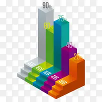 柱形图立体多彩矢量-空若网 柱形图立体多彩矢量-空若网