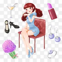 爱购物的美少女元素-空若网 爱购物的美少女元素-空若网