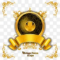 复古金色装饰框矢量素材-空若网 复古金色装饰框矢量素材-空若网