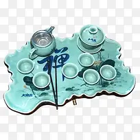 禅青色茶具整套-空若网 禅青色茶具整套-空若网