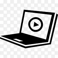 笔记本电脑屏幕上的播放按钮图标-空若网 笔记本电脑屏幕上的播放按钮图标-空若网