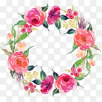 水彩圆形花环01-空若网 水彩圆形花环01-空若网