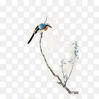 淡雅水彩小鸟树枝-空若网 淡雅水彩小鸟树枝-空若网