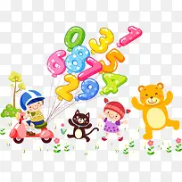 矢量卡通儿童与数字-空若网 矢量卡通儿童与数字-空若网