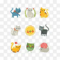 手绘卡通彩色小猫-空若网 手绘卡通彩色小猫-空若网