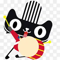 手绘可爱小猫敲鼓-空若网 手绘可爱小猫敲鼓-空若网