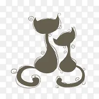 可爱依偎小猫手绘-空若网 可爱依偎小猫手绘-空若网