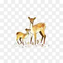 手绘水彩麋鹿-空若网 手绘水彩麋鹿-空若网