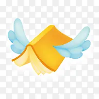 手绘黄色带翅膀书籍-空若网 手绘黄色带翅膀书籍-空若网