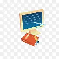 电脑和书免抠图素材-空若网 电脑和书免抠图素材-空若网