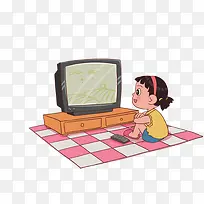 小女孩看电视-空若网 小女孩看电视-空若网