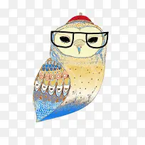 手绘水彩猫头鹰-空若网 手绘水彩猫头鹰-空若网