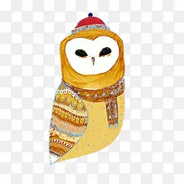 手绘水彩猫头鹰-空若网 手绘水彩猫头鹰-空若网