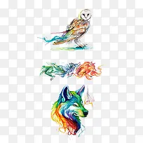 手绘水彩动物-空若网 手绘水彩动物-空若网