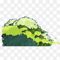 手绘绿色森林插画-空若网 手绘绿色森林插画-空若网