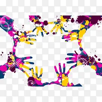 创意手牵手泼墨背景-空若网 创意手牵手泼墨背景-空若网