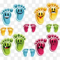 彩色脚印矢量素材-空若网 彩色脚印矢量素材-空若网