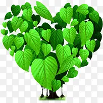 绿色树叶爱心海报装饰-空若网 绿色树叶爱心海报装饰-空若网