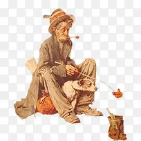 插画-乞丐烤肉-空若网 插画-乞丐烤肉-空若网