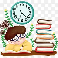 手绘卡通读书男孩-空若网 手绘卡通读书男孩-空若网
