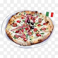 水彩食物披萨-空若网 水彩食物披萨-空若网