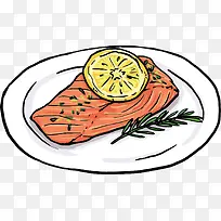 矢量手绘食物三文鱼-空若网 矢量手绘食物三文鱼-空若网