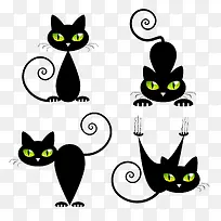 黑色卡通手绘猫-空若网 黑色卡通手绘猫-空若网