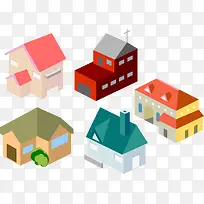 矢量小房子居民楼卡通-空若网 矢量小房子居民楼卡通-空若网