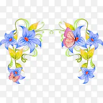 手绘蓝色水彩花纹-空若网 手绘蓝色水彩花纹-空若网