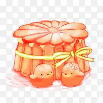 橙色卡通月饼装饰图案-空若网 橙色卡通月饼装饰图案-空若网