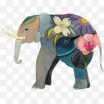 手绘水彩大象-空若网 手绘水彩大象-空若网