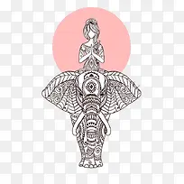 美女大象卡通手绘插画-空若网 美女大象卡通手绘插画-空若网