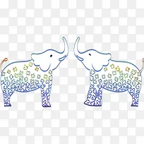 手绘可爱渐变大象-空若网 手绘可爱渐变大象-空若网