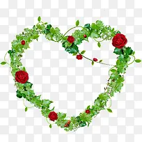 绿色清爽玫瑰花环爱心-空若网 绿色清爽玫瑰花环爱心-空若网